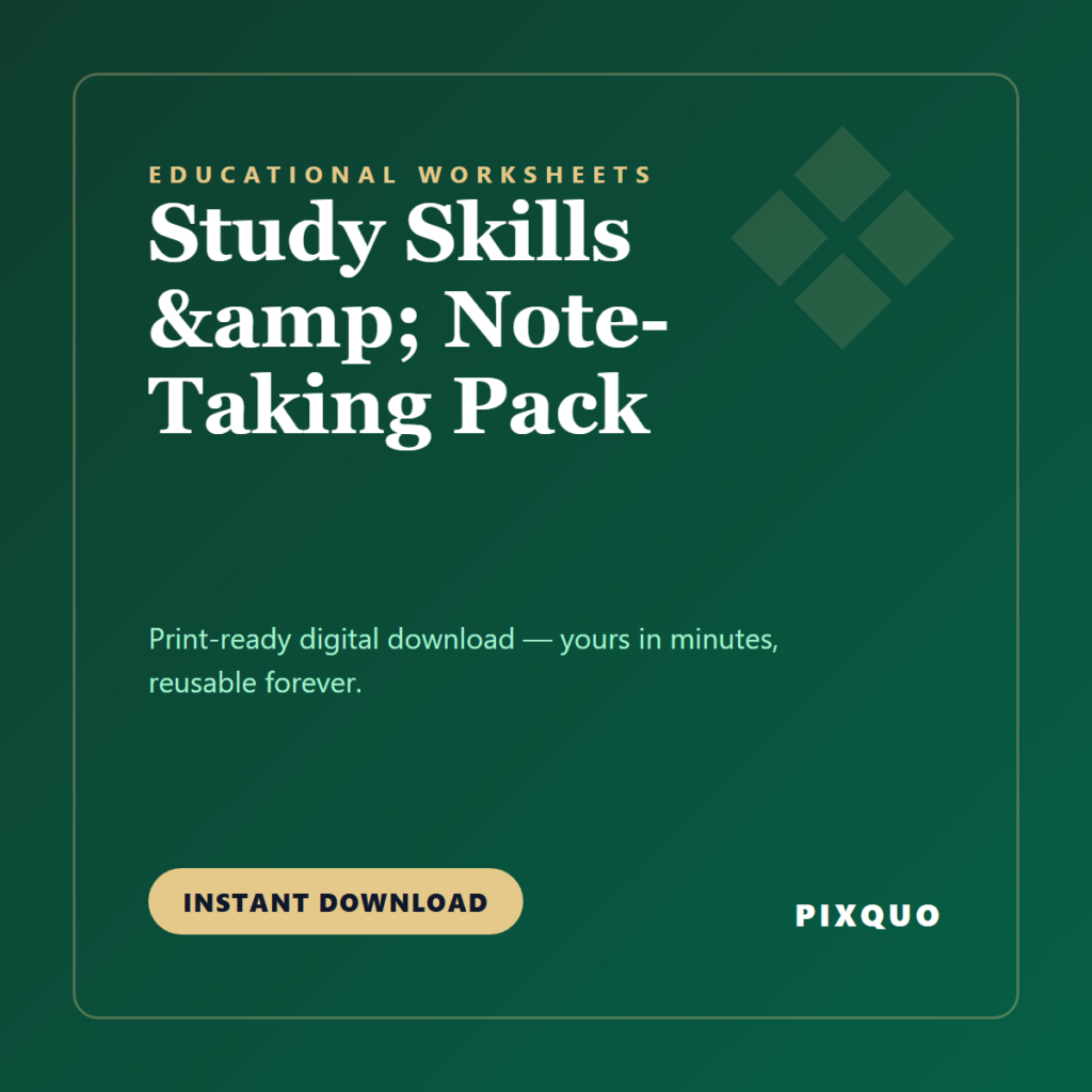 Study Skills & Note-Taking Pack — printable digital download