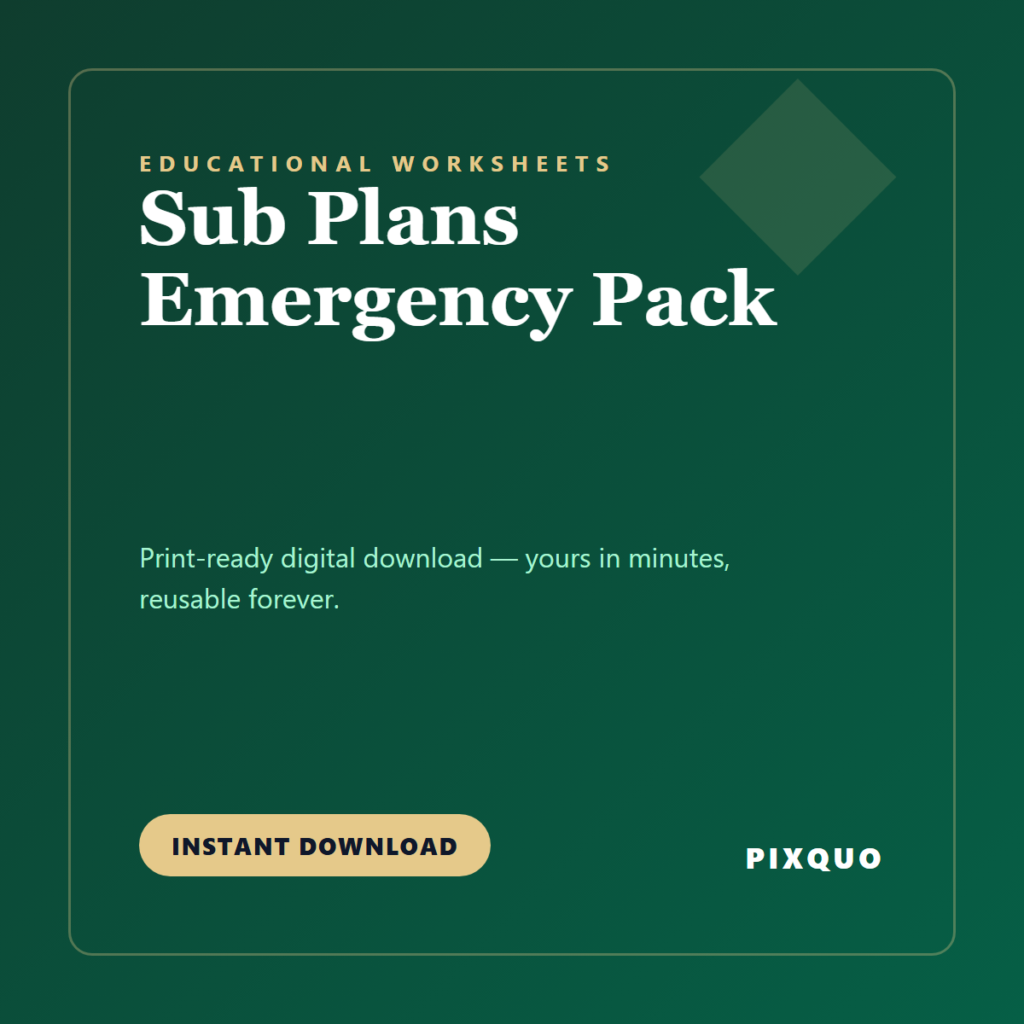 Sub Plans Emergency Pack — printable digital download
