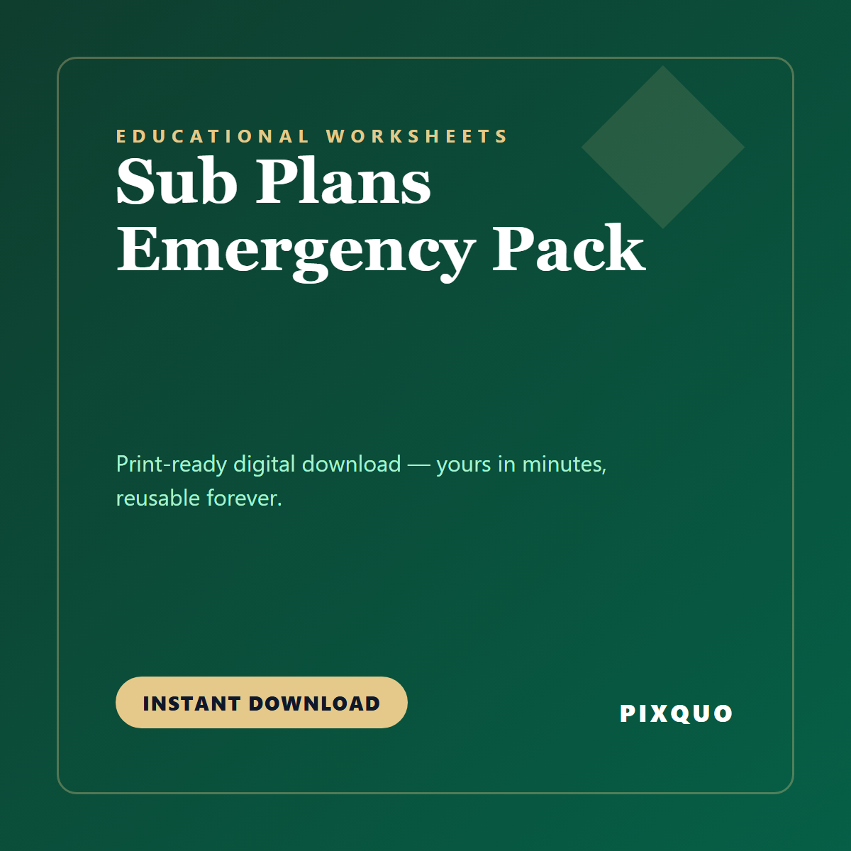 Sub Plans Emergency Pack — printable digital download