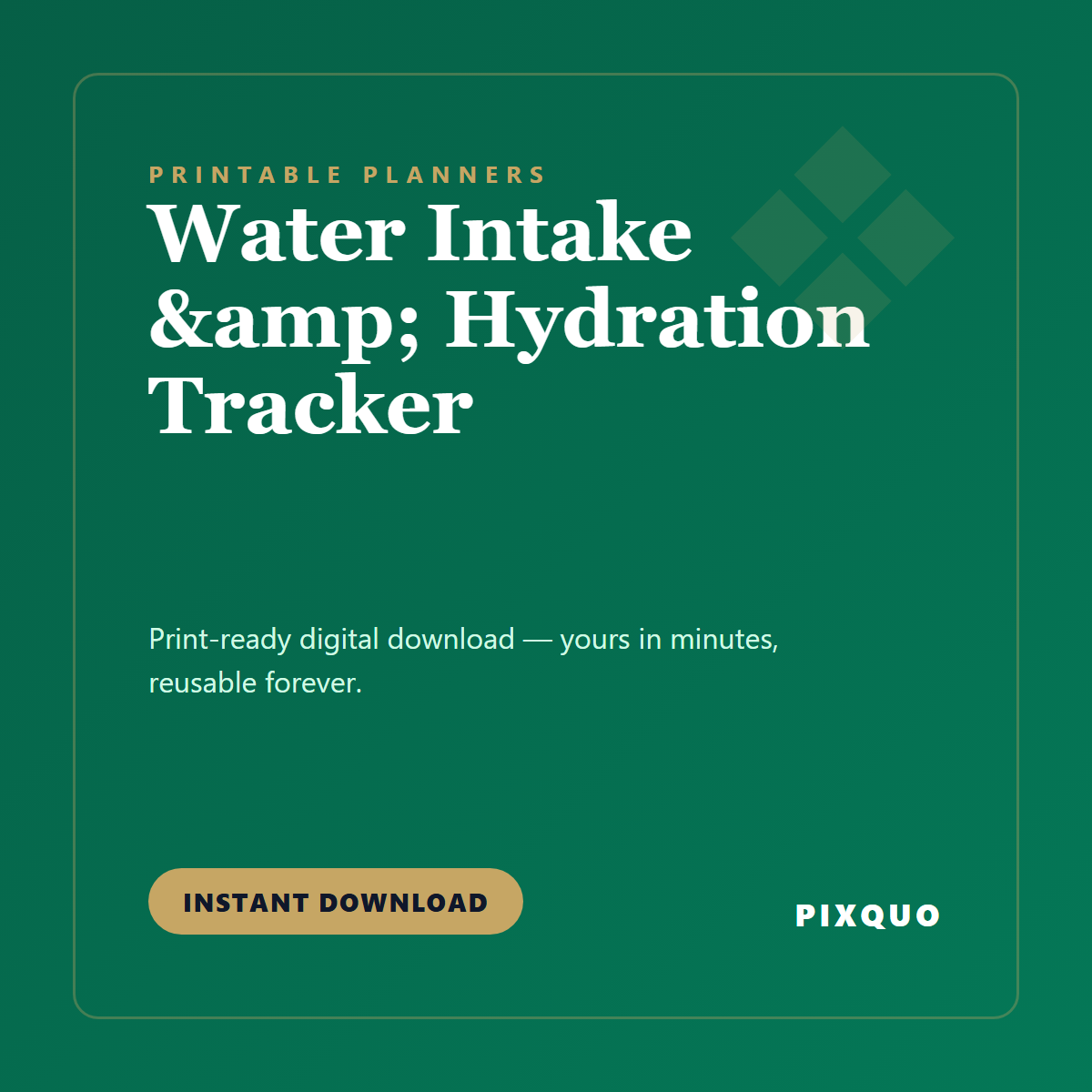 Water Intake & Hydration Tracker — printable digital download