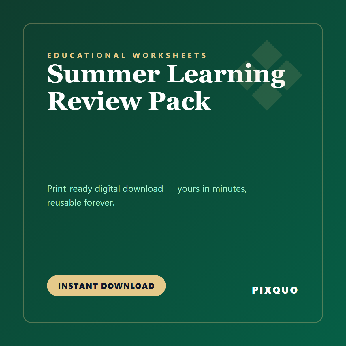 Summer Learning Review Pack — printable digital download