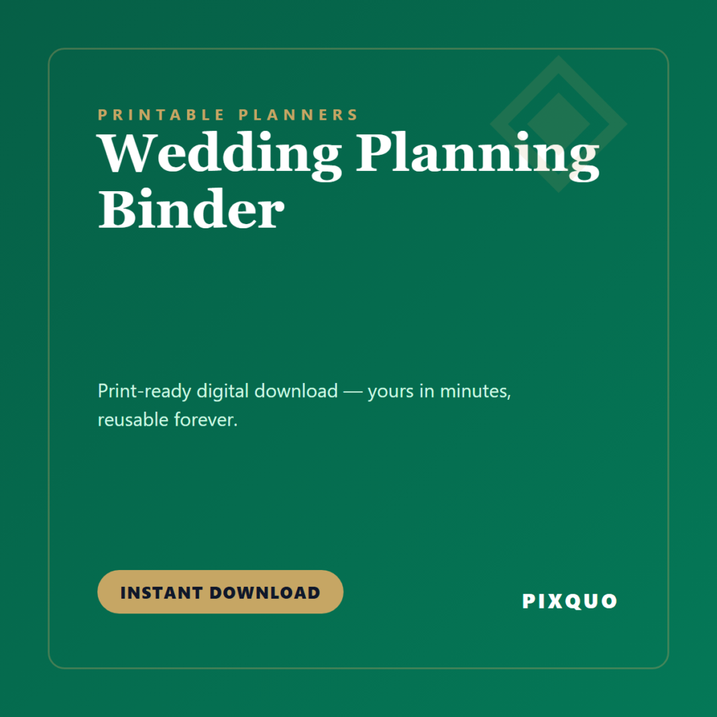 Wedding Planning Binder — printable digital download