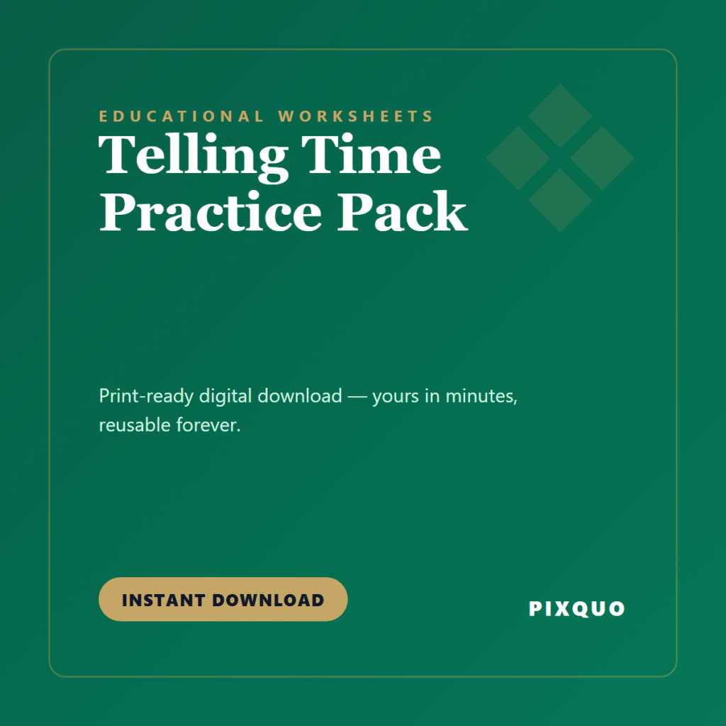 Telling Time Practice Pack — printable digital download