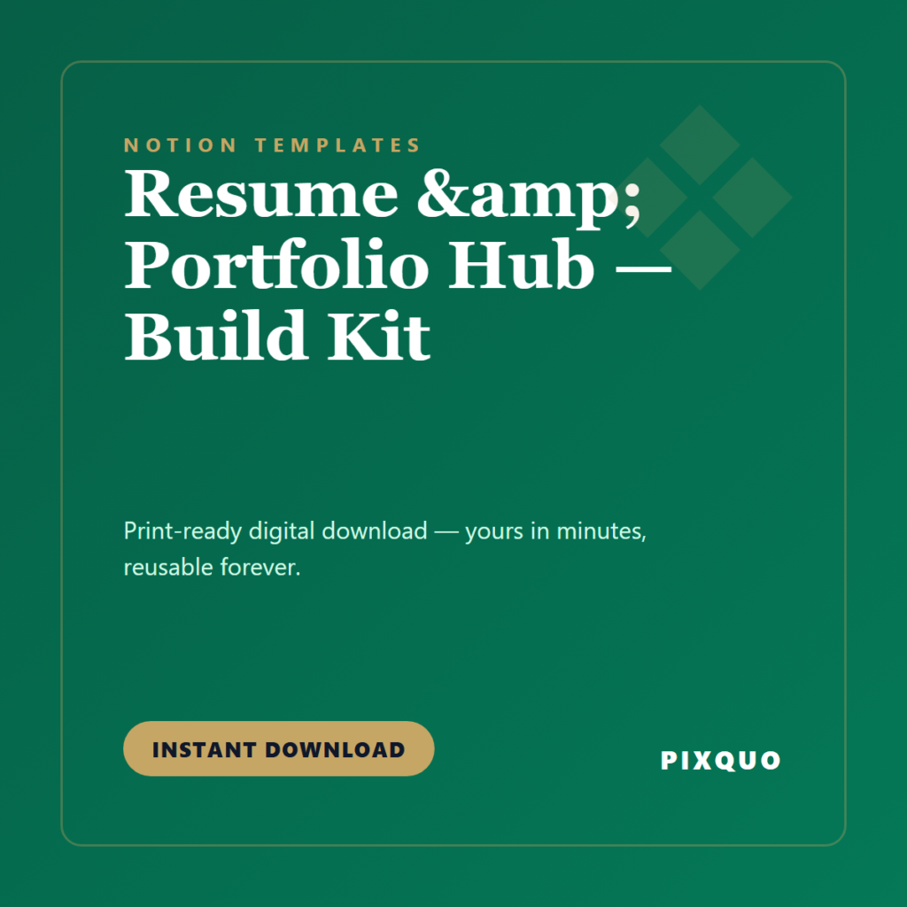 Resume & Portfolio Hub — Build Kit — printable digital download