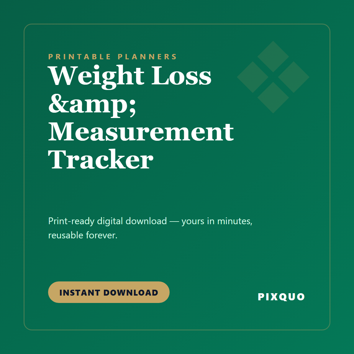 Weight Loss & Measurement Tracker — printable digital download