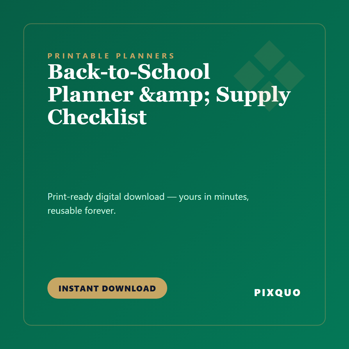 Back-to-School Planner & Supply Checklist — printable digital download