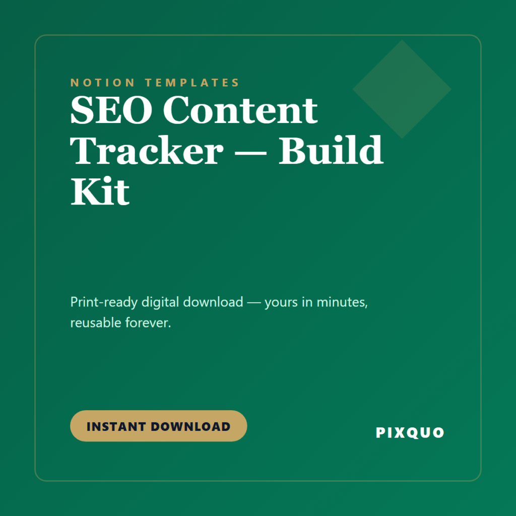 SEO Content Tracker — Build Kit — printable digital download