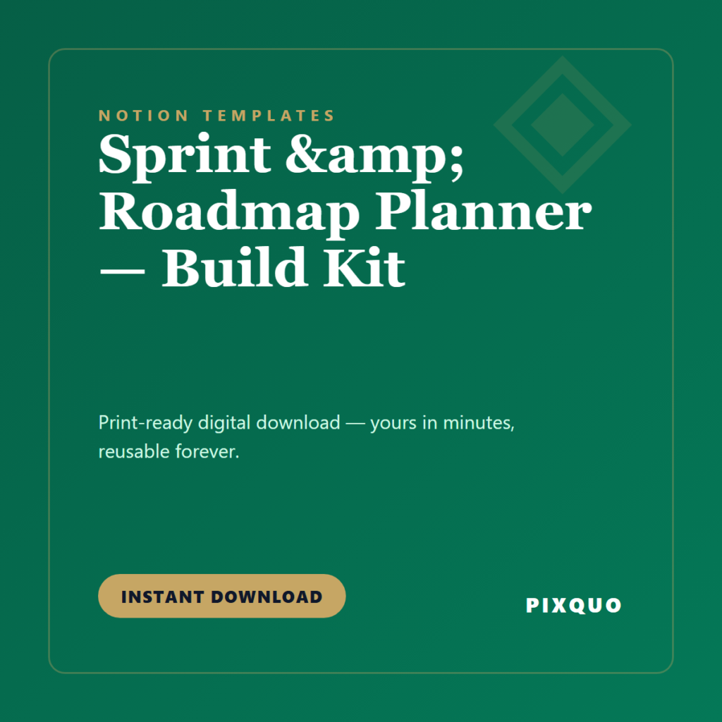 Sprint & Roadmap Planner — Build Kit — printable digital download