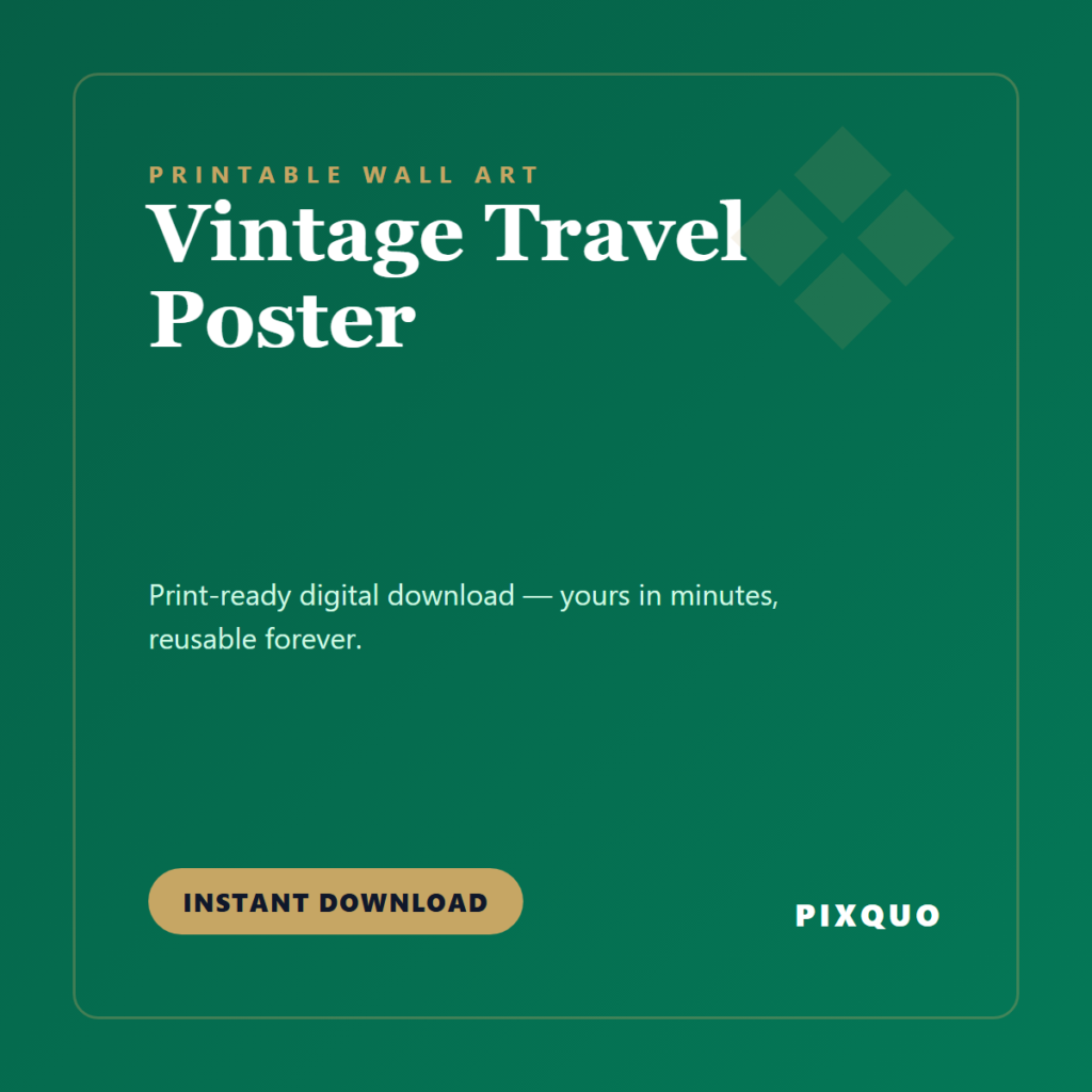Vintage Travel Poster — printable digital download