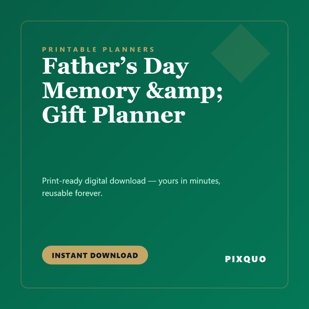 Father’s Day Memory & Gift Planner — printable digital download