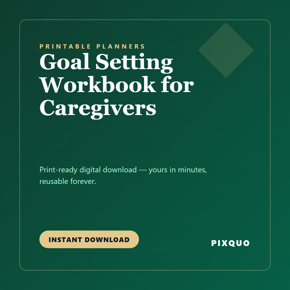 Goal Setting Workbook for Caregivers — printable digital download