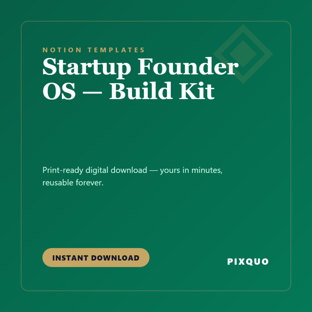 Startup Founder OS — Build Kit — printable digital download