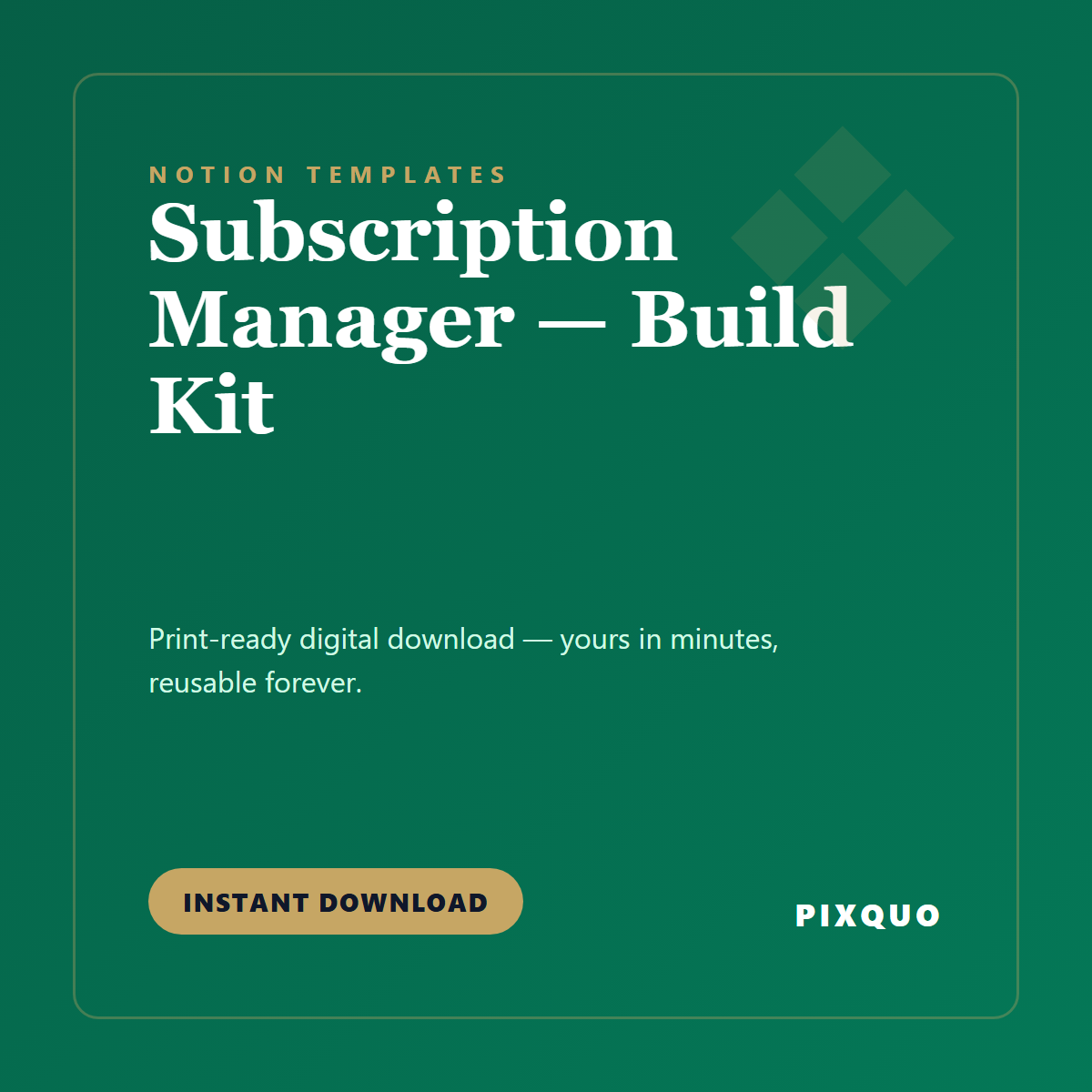Subscription Manager — Build Kit — printable digital download