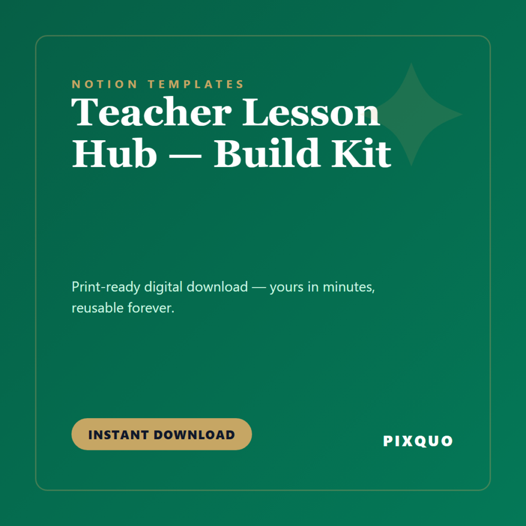 Teacher Lesson Hub — Build Kit — printable digital download