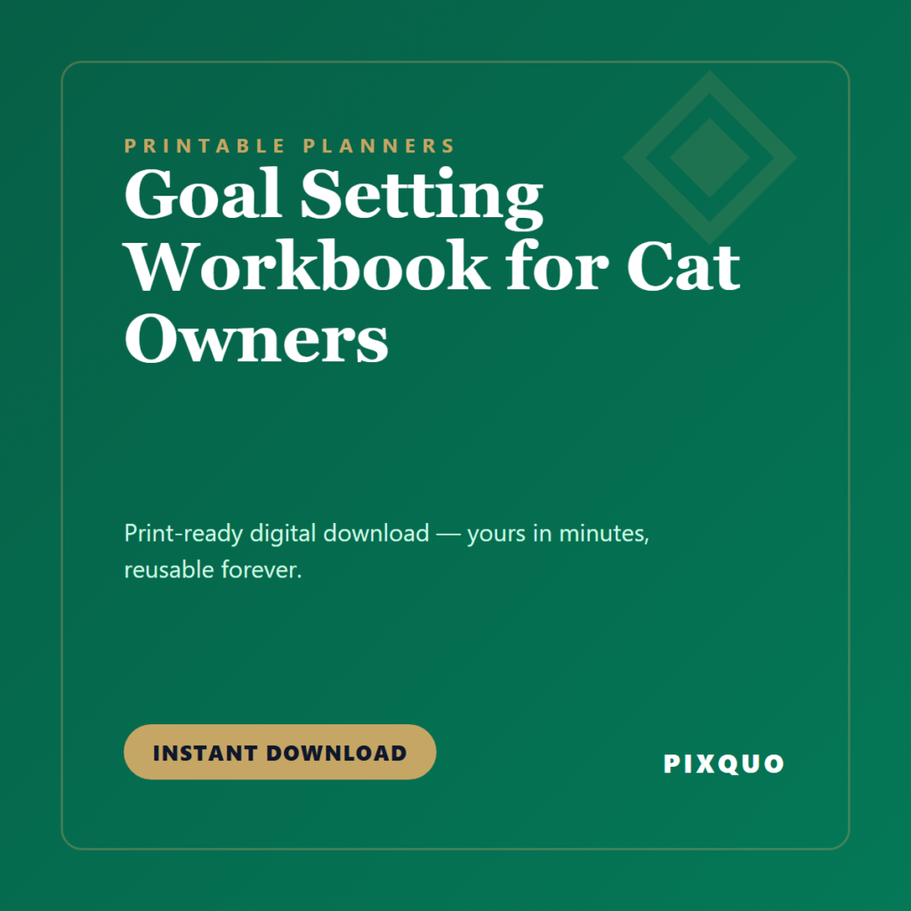 Goal Setting Workbook for Cat Owners — printable digital download