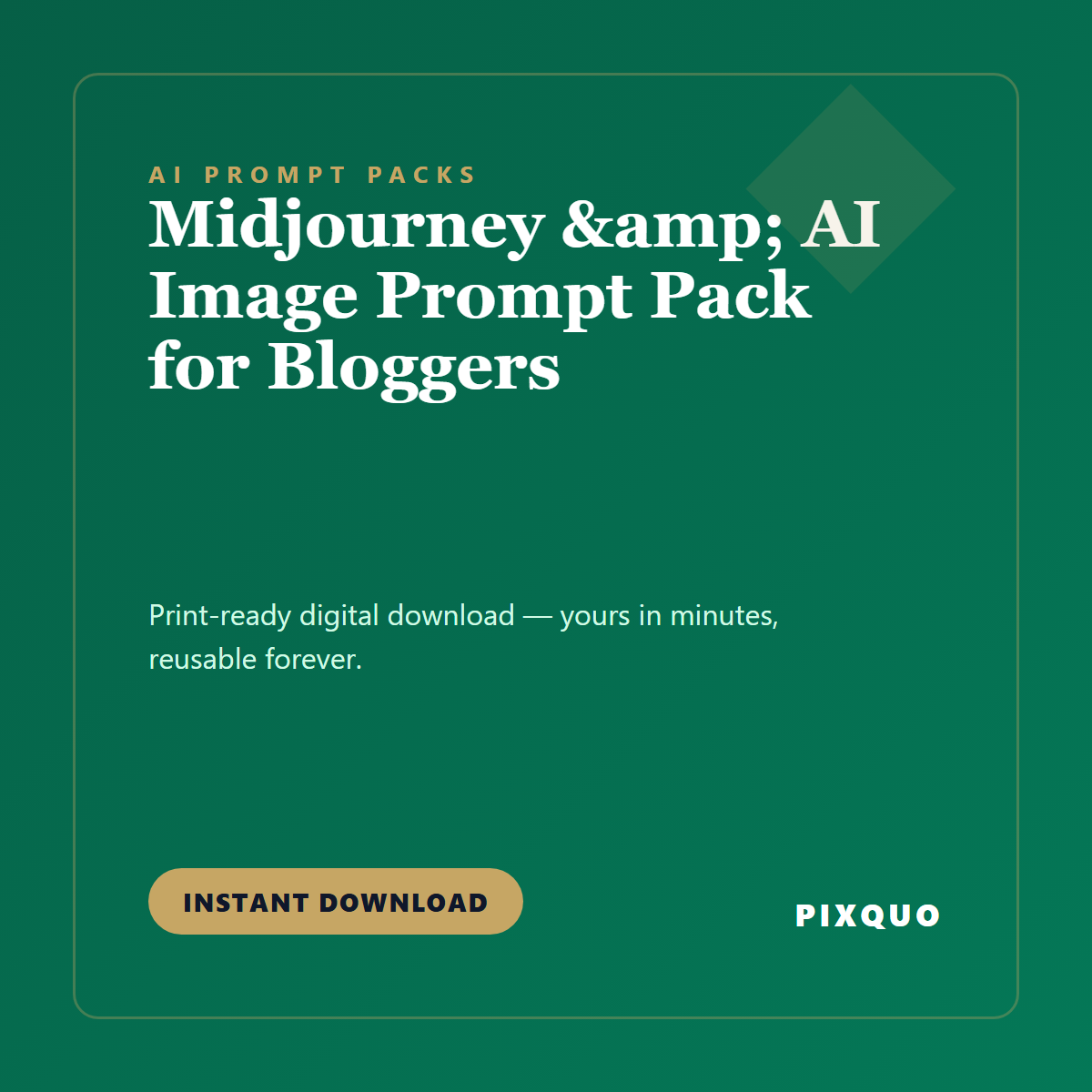 Midjourney & AI Image Prompt Pack for Bloggers — printable digital download