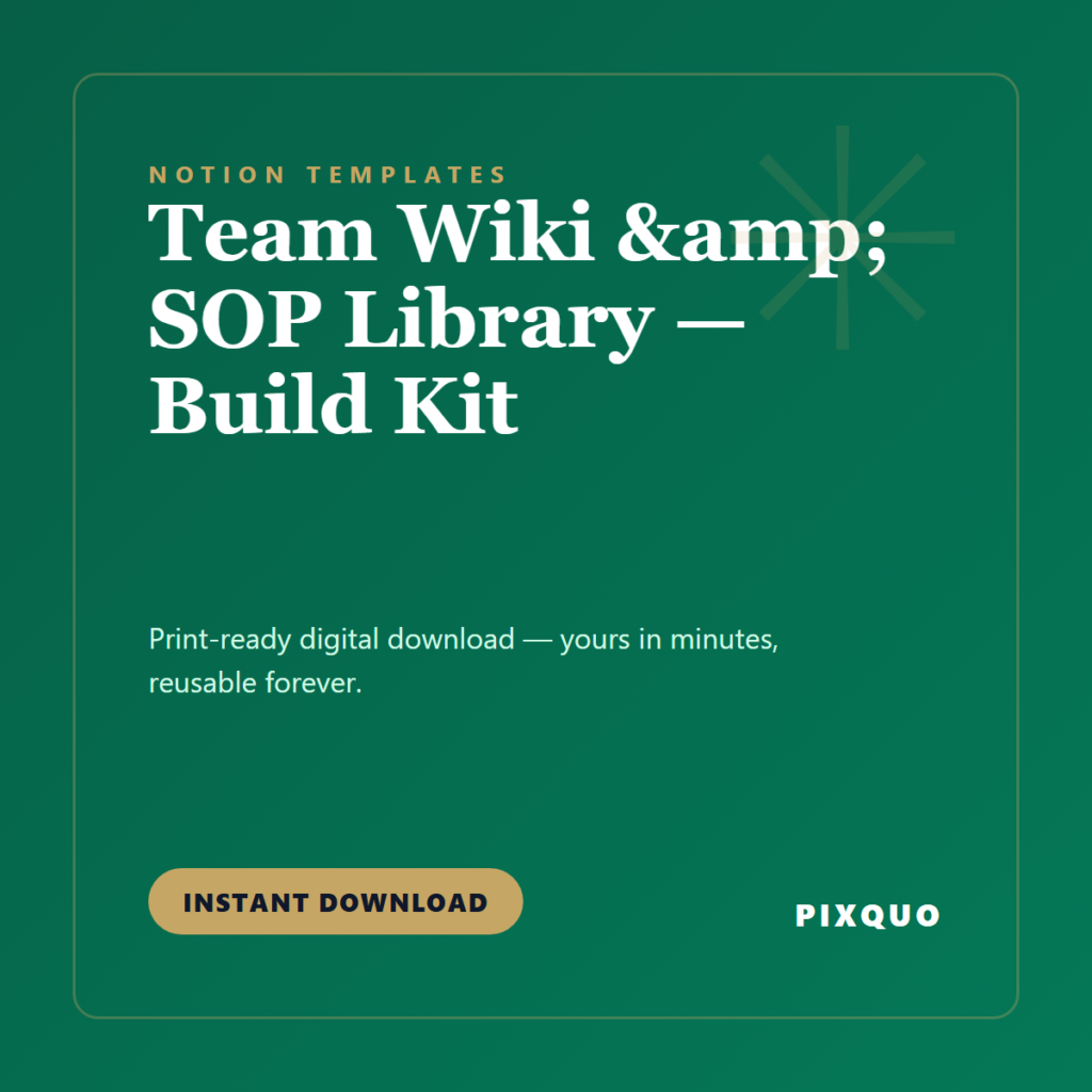 Team Wiki & SOP Library — Build Kit — printable digital download