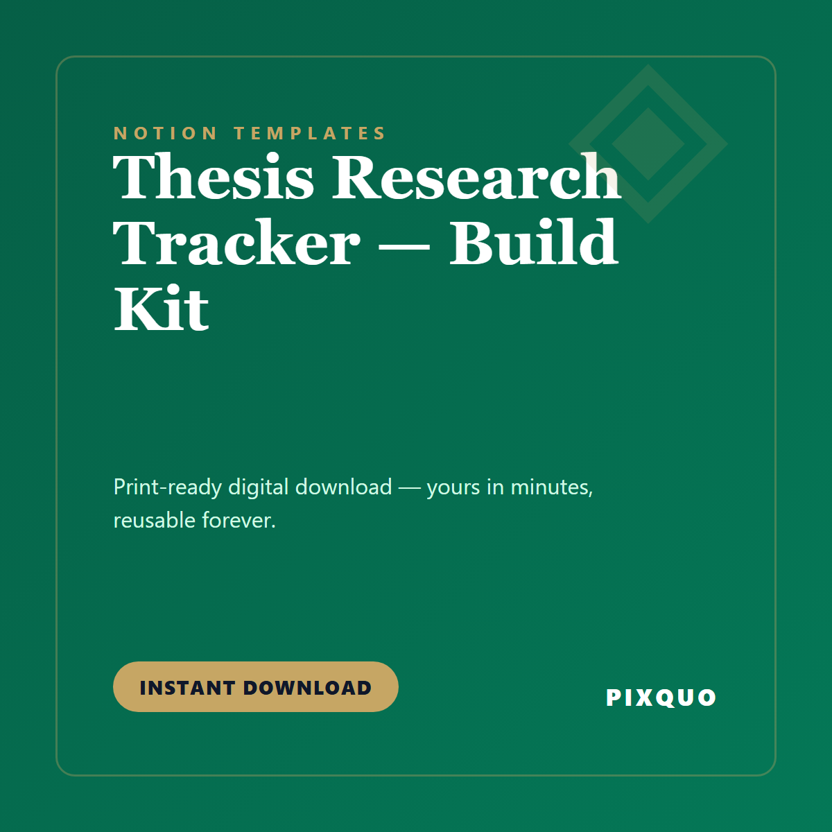 Thesis Research Tracker — Build Kit — printable digital download