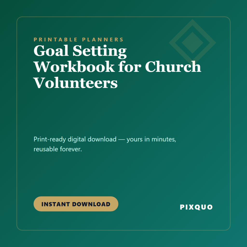 Goal Setting Workbook for Church Volunteers — printable digital download