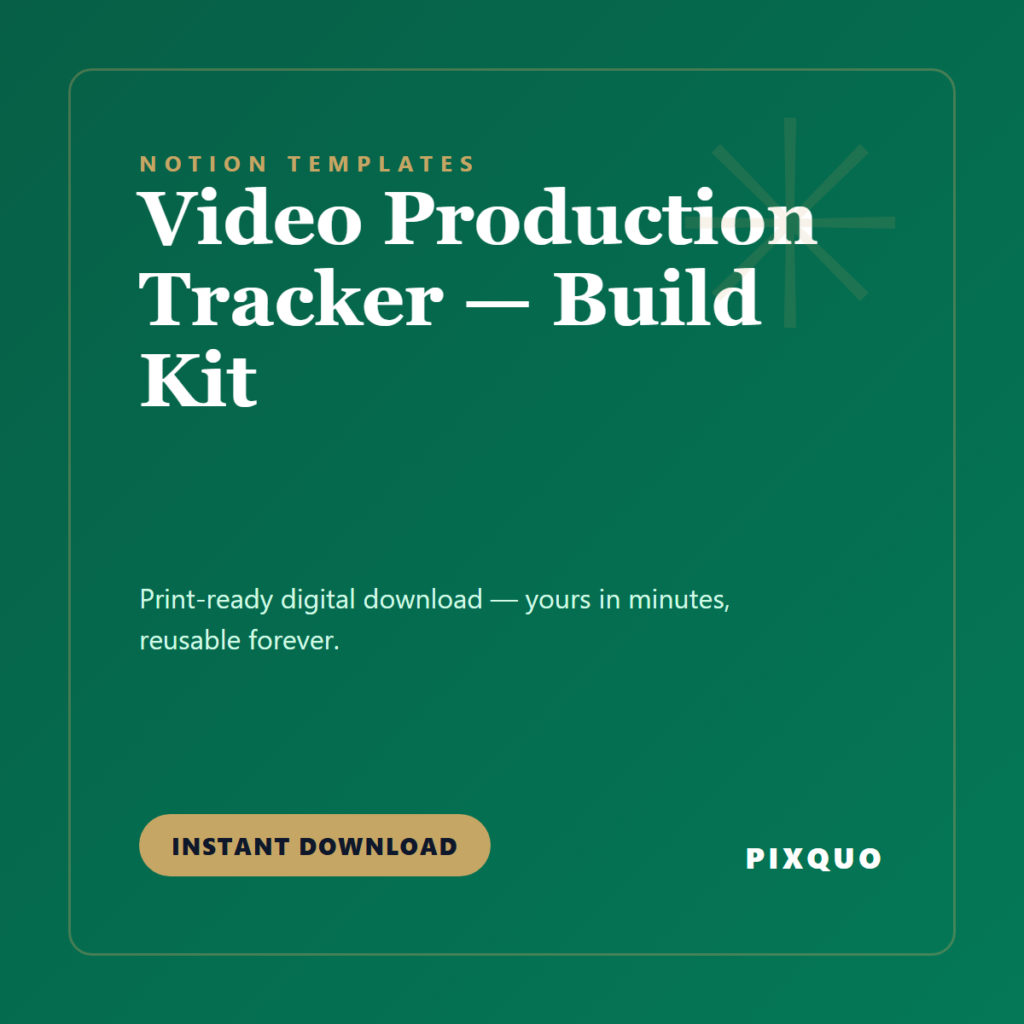 Video Production Tracker — Build Kit — printable digital download