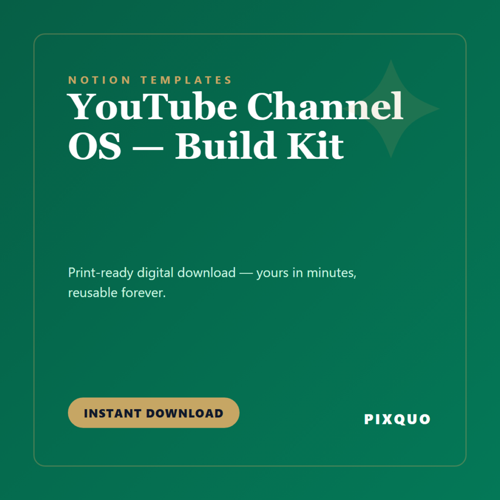 YouTube Channel OS — Build Kit — printable digital download