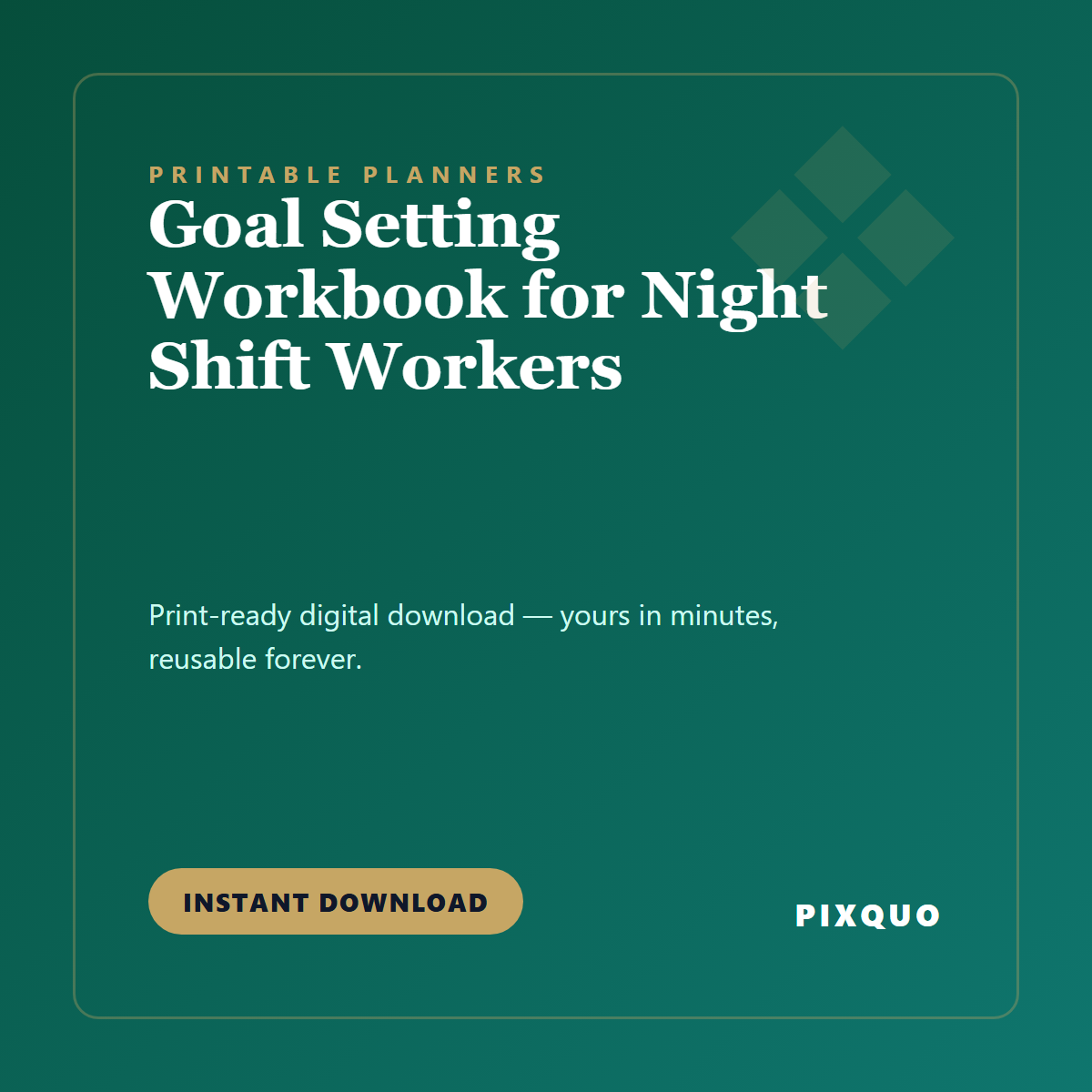 Goal Setting Workbook for Night Shift Workers — printable digital download