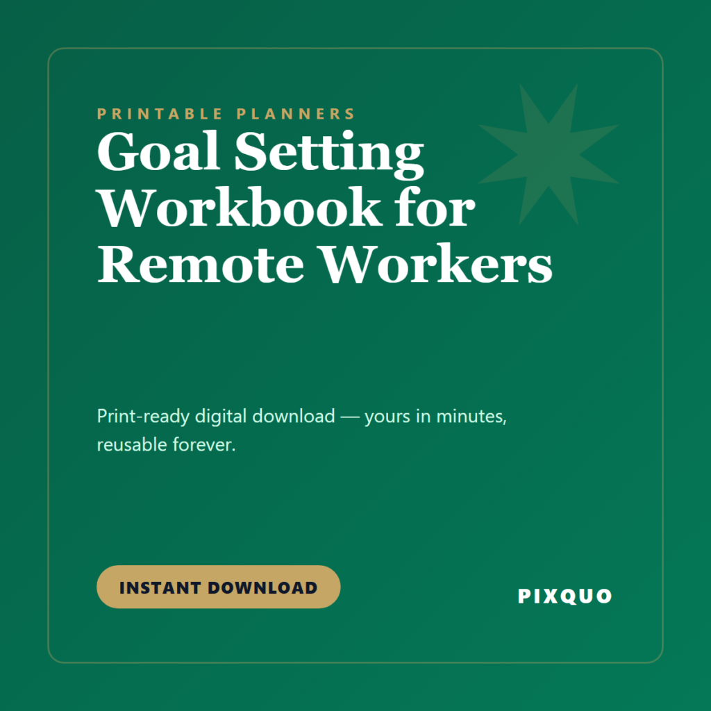 Goal Setting Workbook for Remote Workers — printable digital download