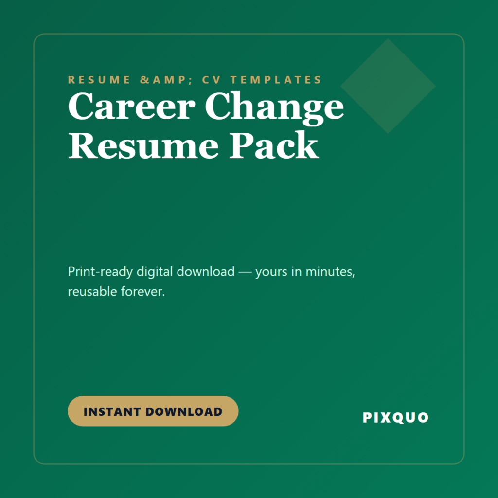 Career Change Resume Pack — printable digital download