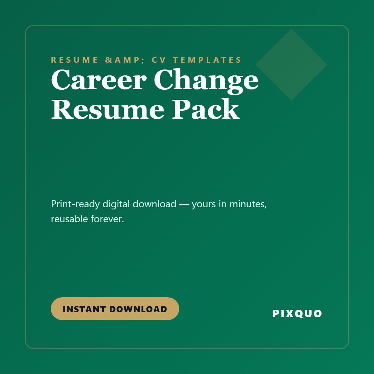 Career Change Resume Pack — printable digital download