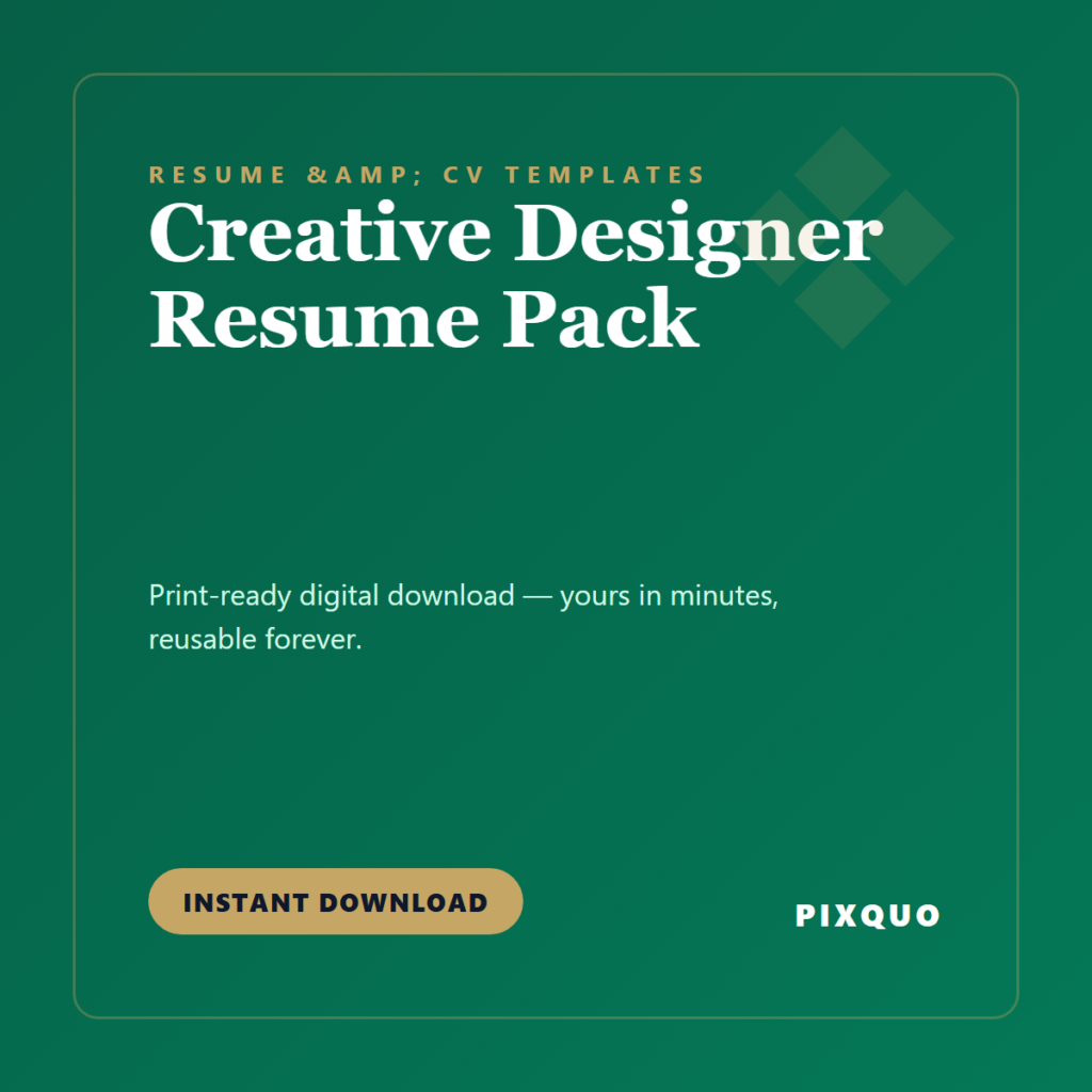 Creative Designer Resume Pack — printable digital download