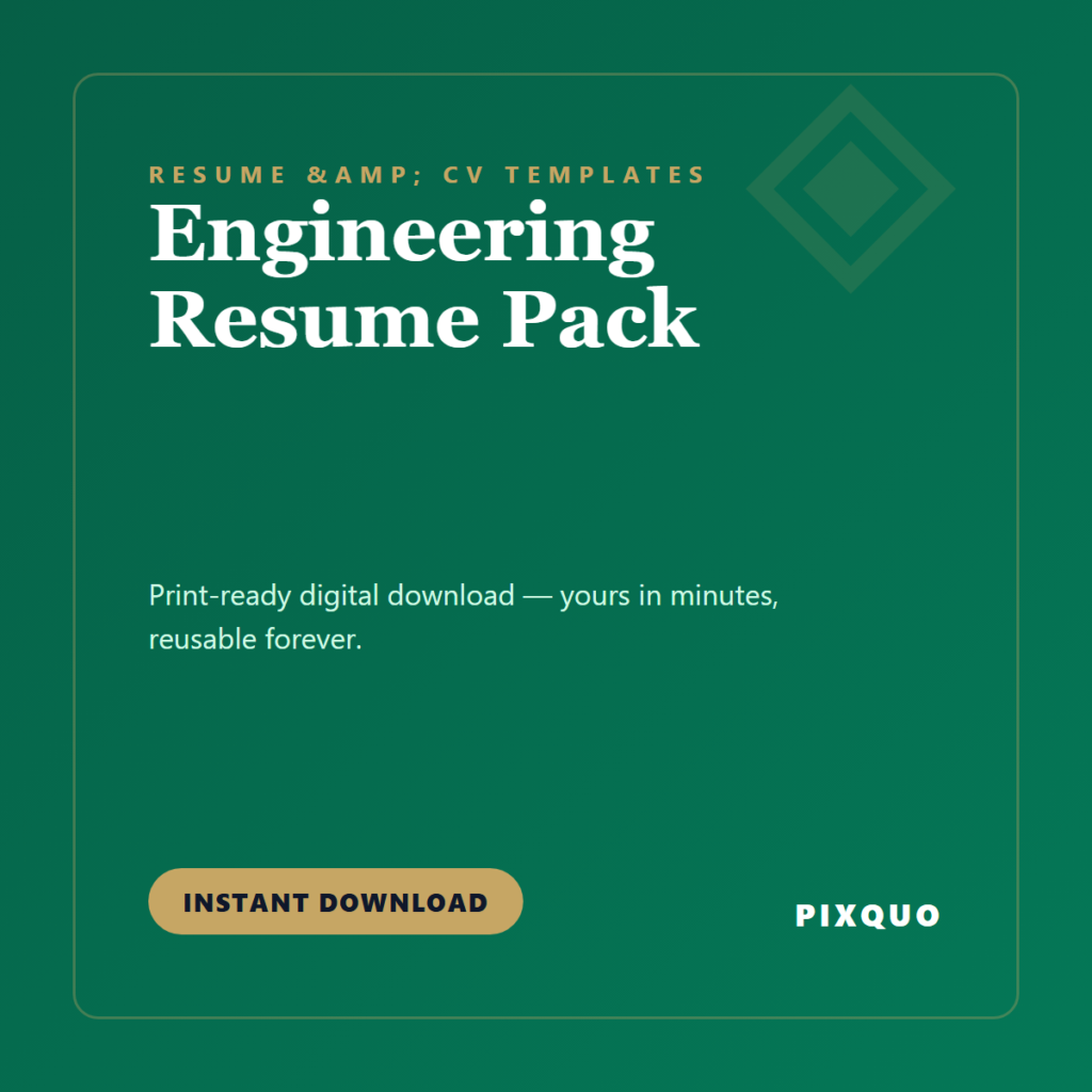 Engineering Resume Pack — printable digital download