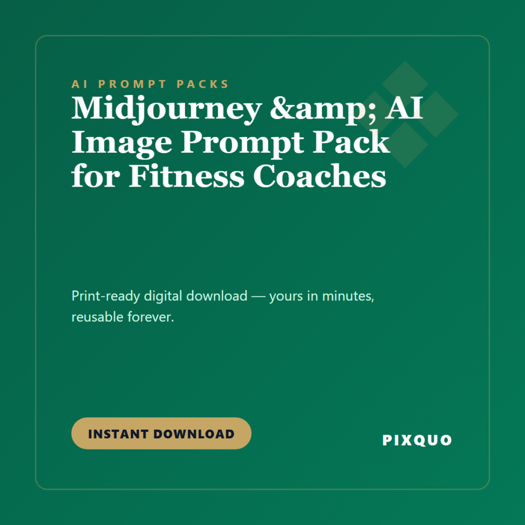 Midjourney & AI Image Prompt Pack for Fitness Coaches — printable digital download