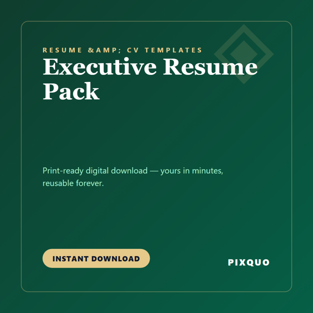 Executive Resume Pack — printable digital download