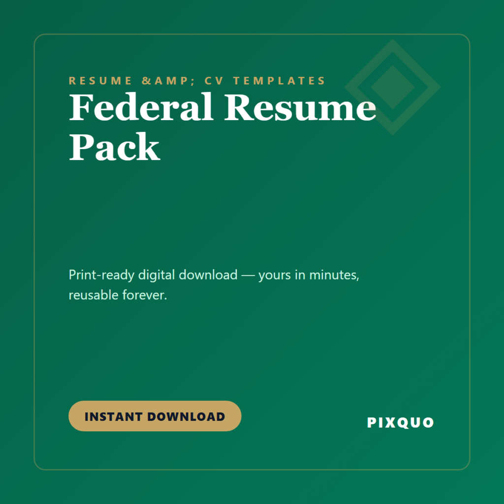 Federal Resume Pack — printable digital download