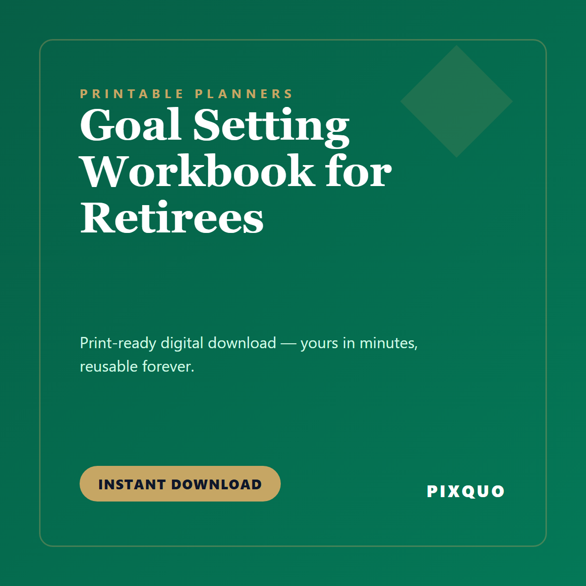 Goal Setting Workbook for Retirees — printable digital download