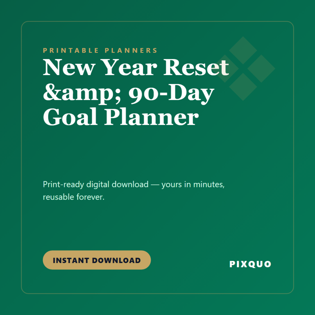 New Year Reset & 90-Day Goal Planner — printable digital download
