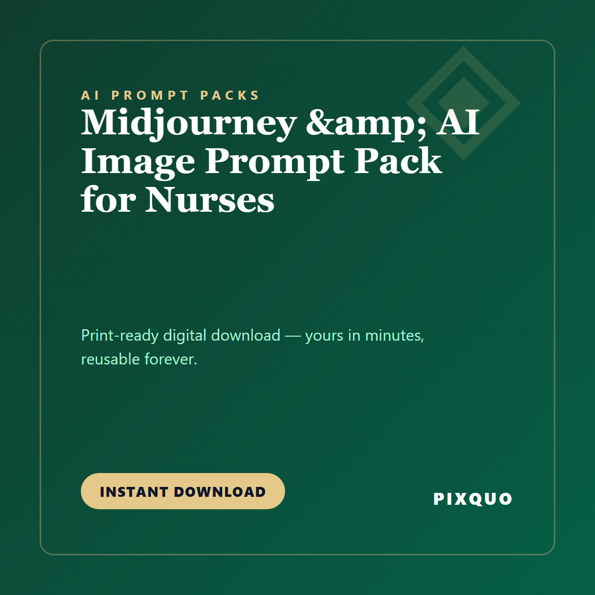 Midjourney & AI Image Prompt Pack for Nurses — printable digital download