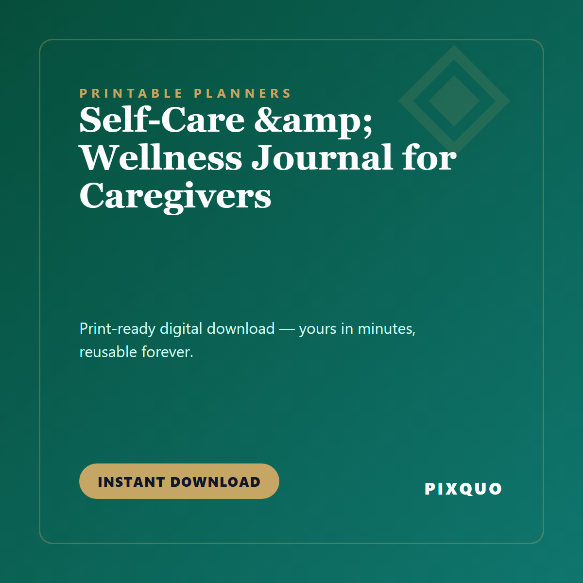 Self-Care & Wellness Journal for Caregivers — printable digital download