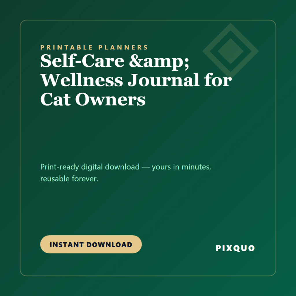 Self-Care & Wellness Journal for Cat Owners — printable digital download
