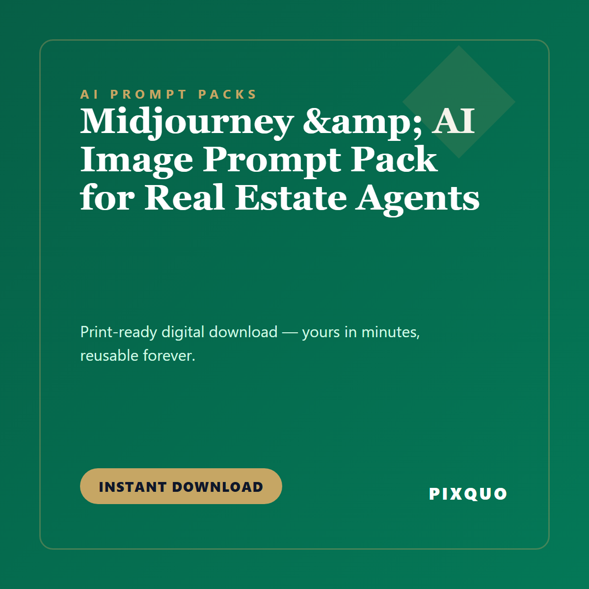 Midjourney & AI Image Prompt Pack for Real Estate Agents — printable digital download