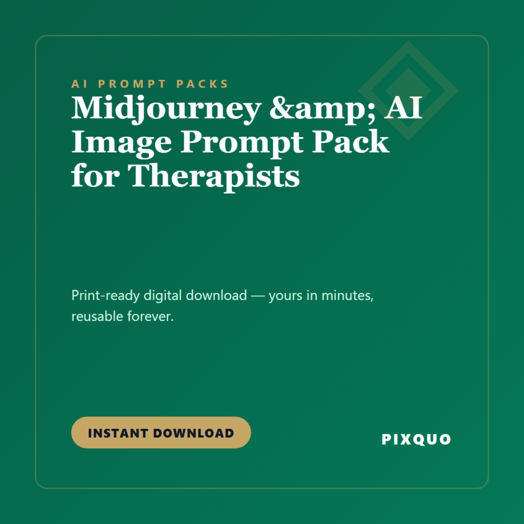 Midjourney & AI Image Prompt Pack for Therapists — printable digital download