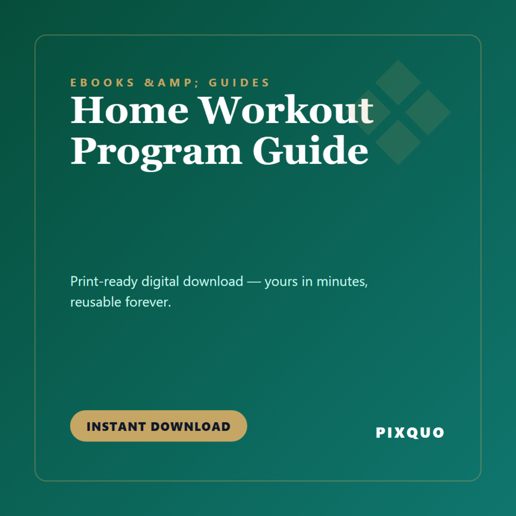 Home Workout Program Guide — printable digital download