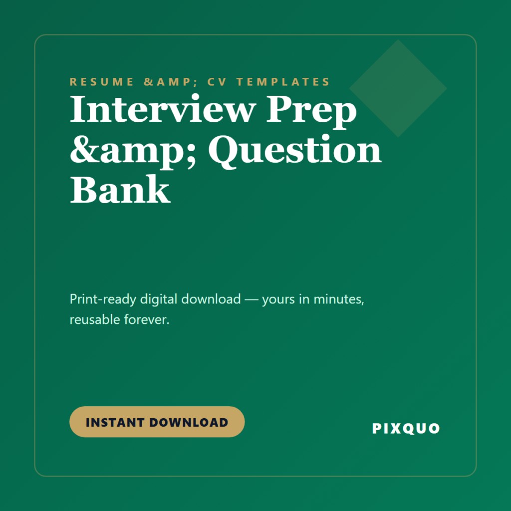 Interview Prep & Question Bank — printable digital download