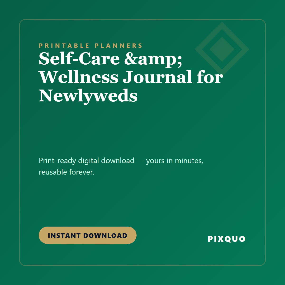 Self-Care & Wellness Journal for Newlyweds — printable digital download