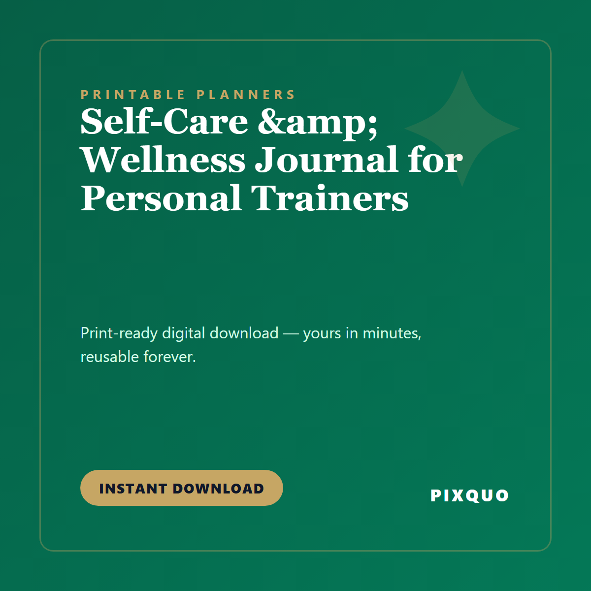 Self-Care & Wellness Journal for Personal Trainers — printable digital download
