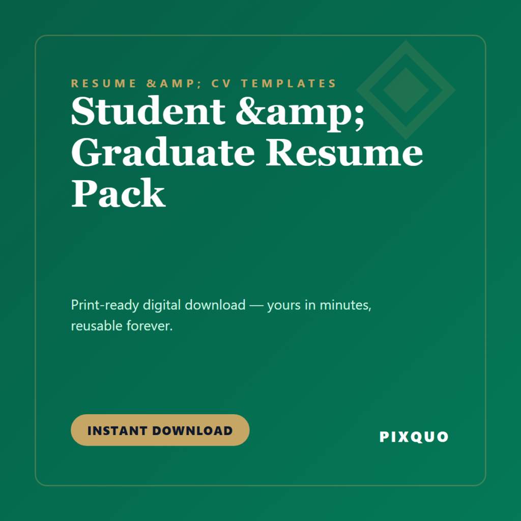 Student & Graduate Resume Pack — printable digital download