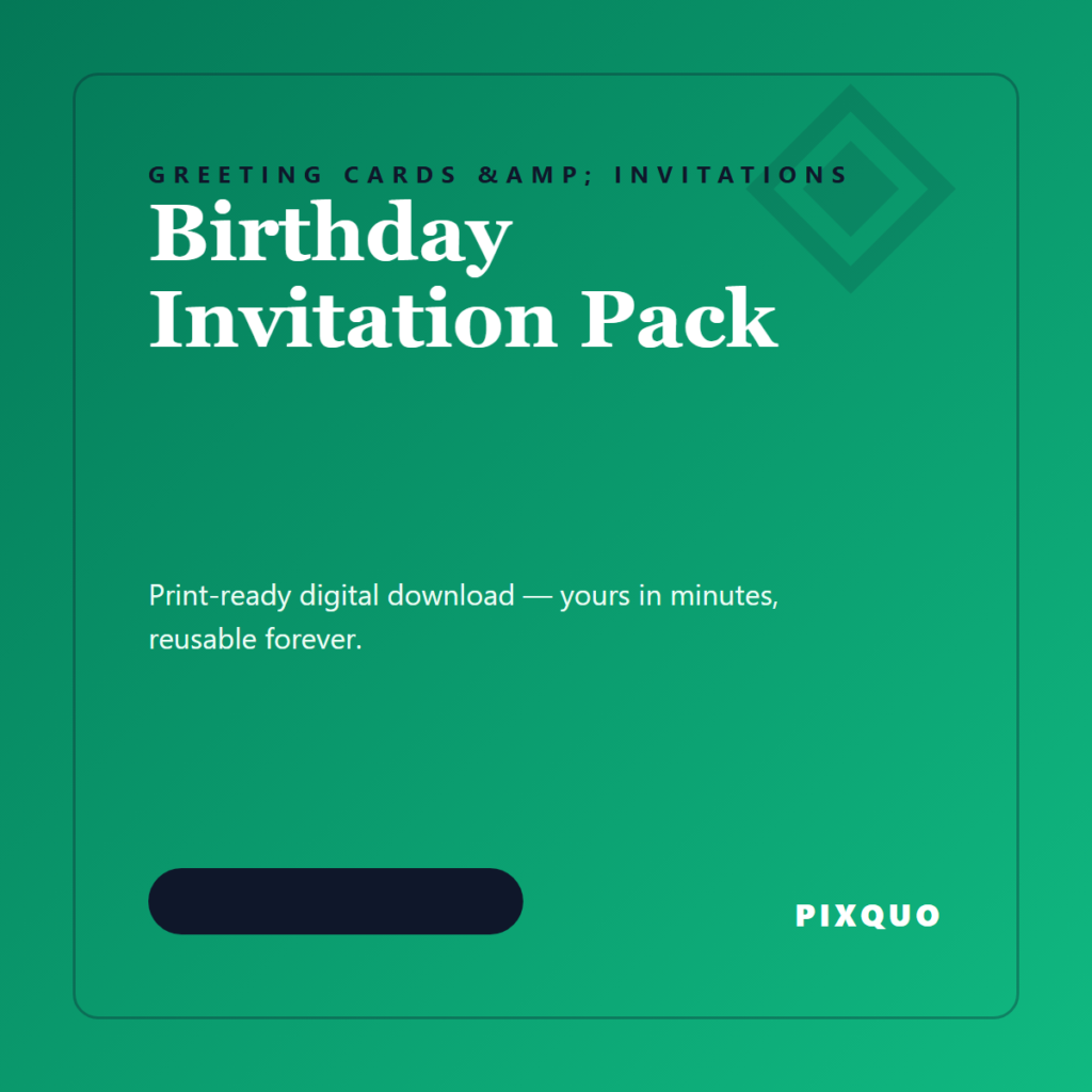 Birthday Invitation Pack — printable digital download