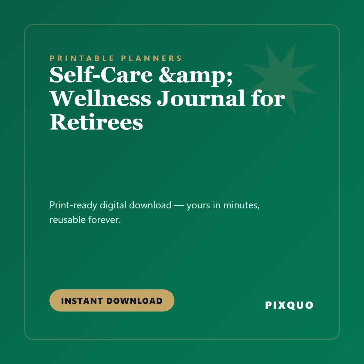 Self-Care & Wellness Journal for Retirees — printable digital download