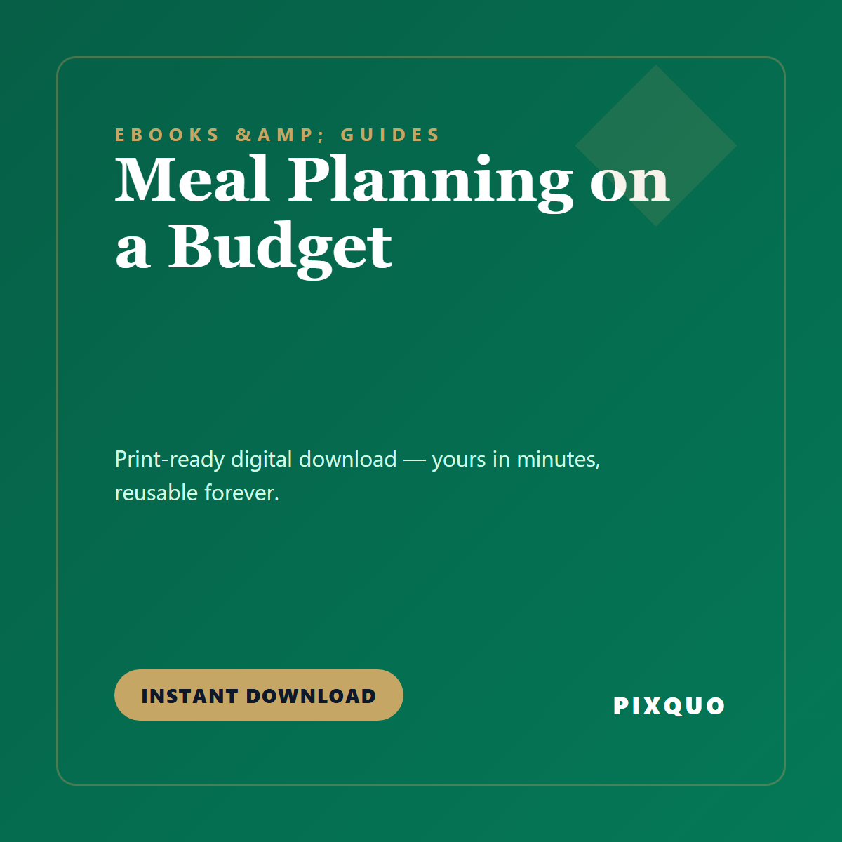 Meal Planning on a Budget — printable digital download