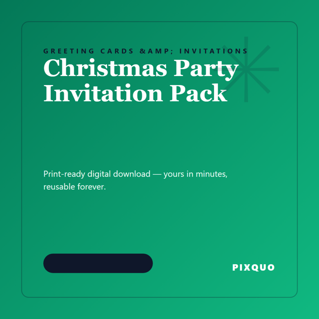 Christmas Party Invitation Pack — printable digital download